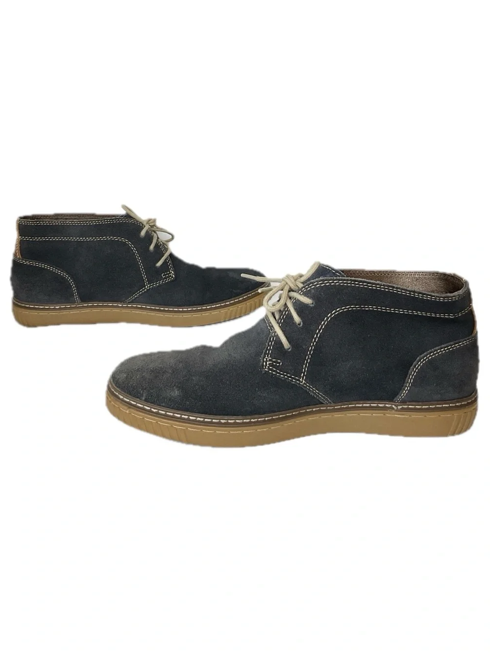 Johnston & Murphy Navy Suede Chukka Boots with Tan Sole